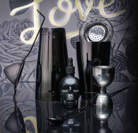 7 Piece Gun Metal Black Cocktail Set