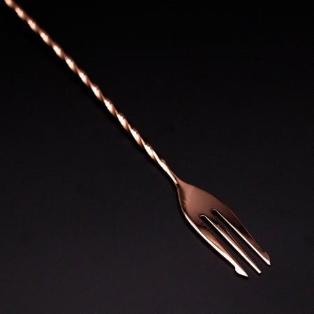 Fōku Trident Bar spoon with Fork 40cm Copper